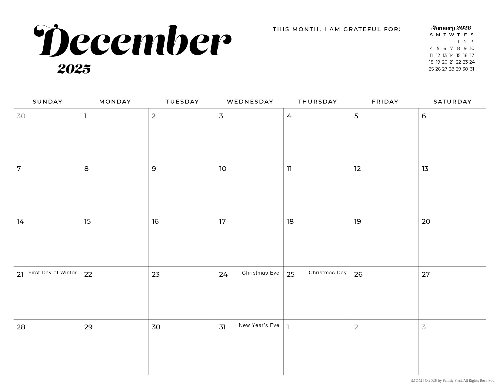 2025 Printable Calendars: Free Printable Calendar Designs - Imom inside Imom Printable Calendar December 2025