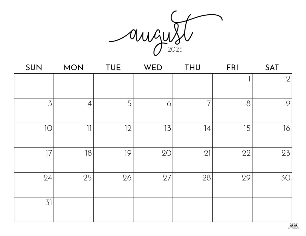 August 2025 Calendars - 107 Free Printables | Printabulls for Printable Calendar August To December 2025