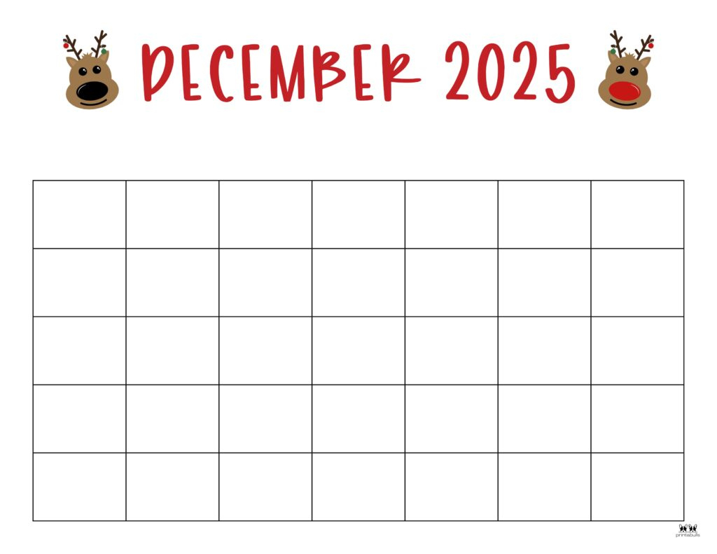 December 2025 Calendars - 107 Free Printables | Printabulls inside December 2025 Blank Printable Calendar