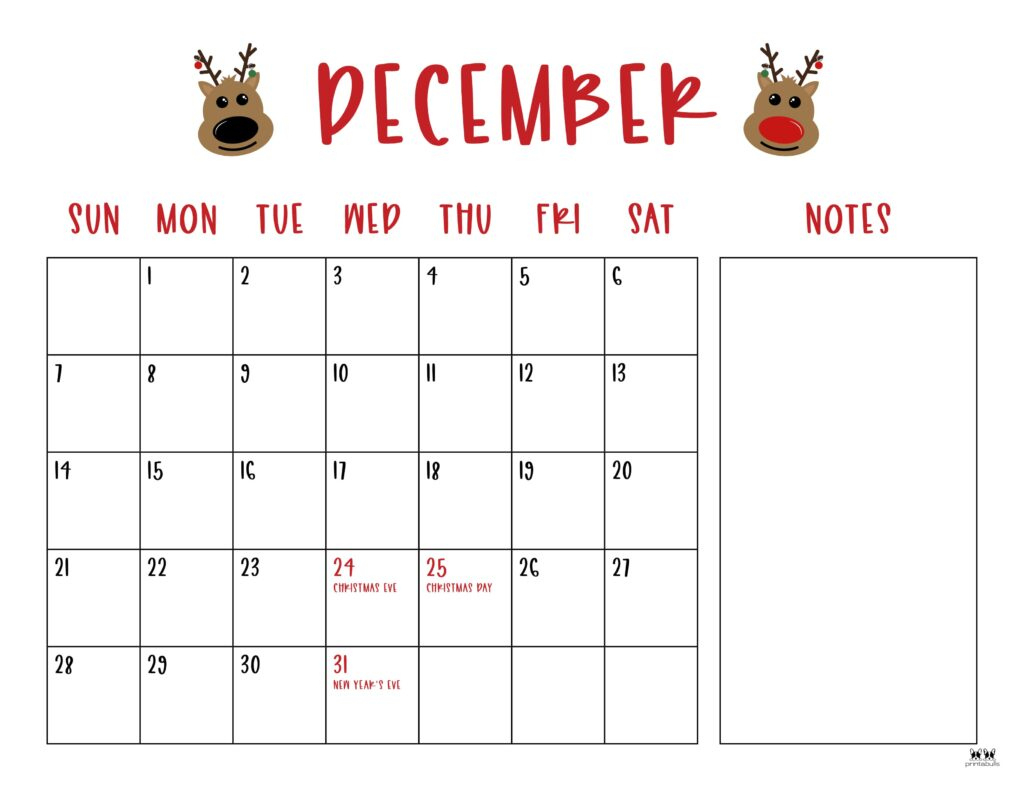 December 2025 Calendars - 107 Free Printables | Printabulls throughout December 2025 Calendar Christmas Printable