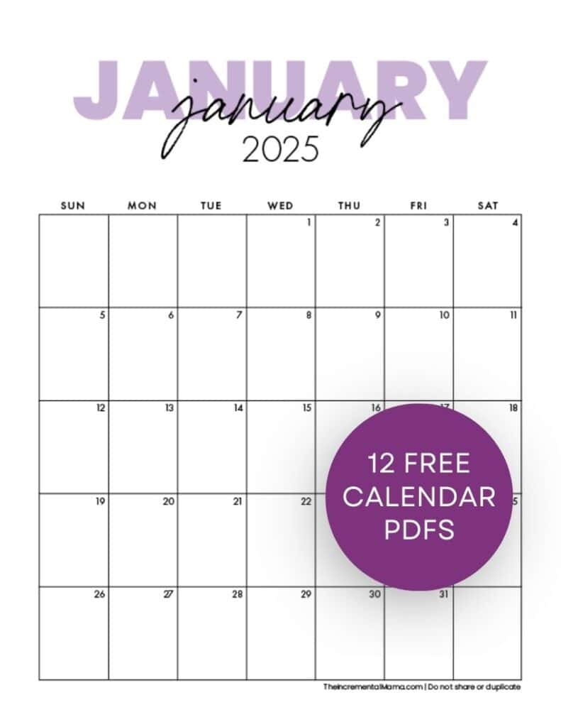 Free 2025 Monthly Calendar Template - January To December regarding January to December 2025 Calendar Printable