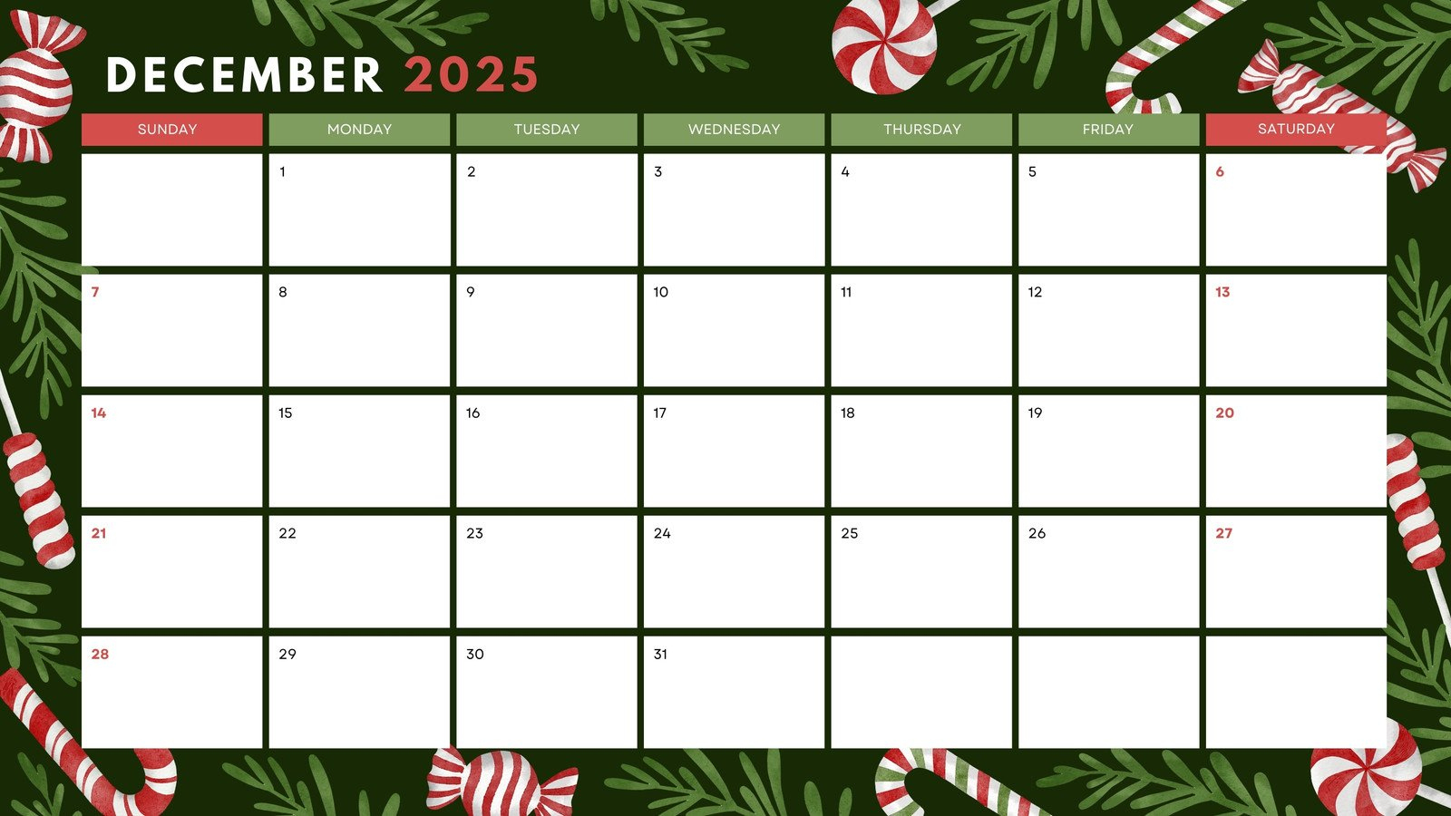 Free, Printable December 2025 Calendar Templates | Canva regarding December 2025 Printable Calendar With Holidays