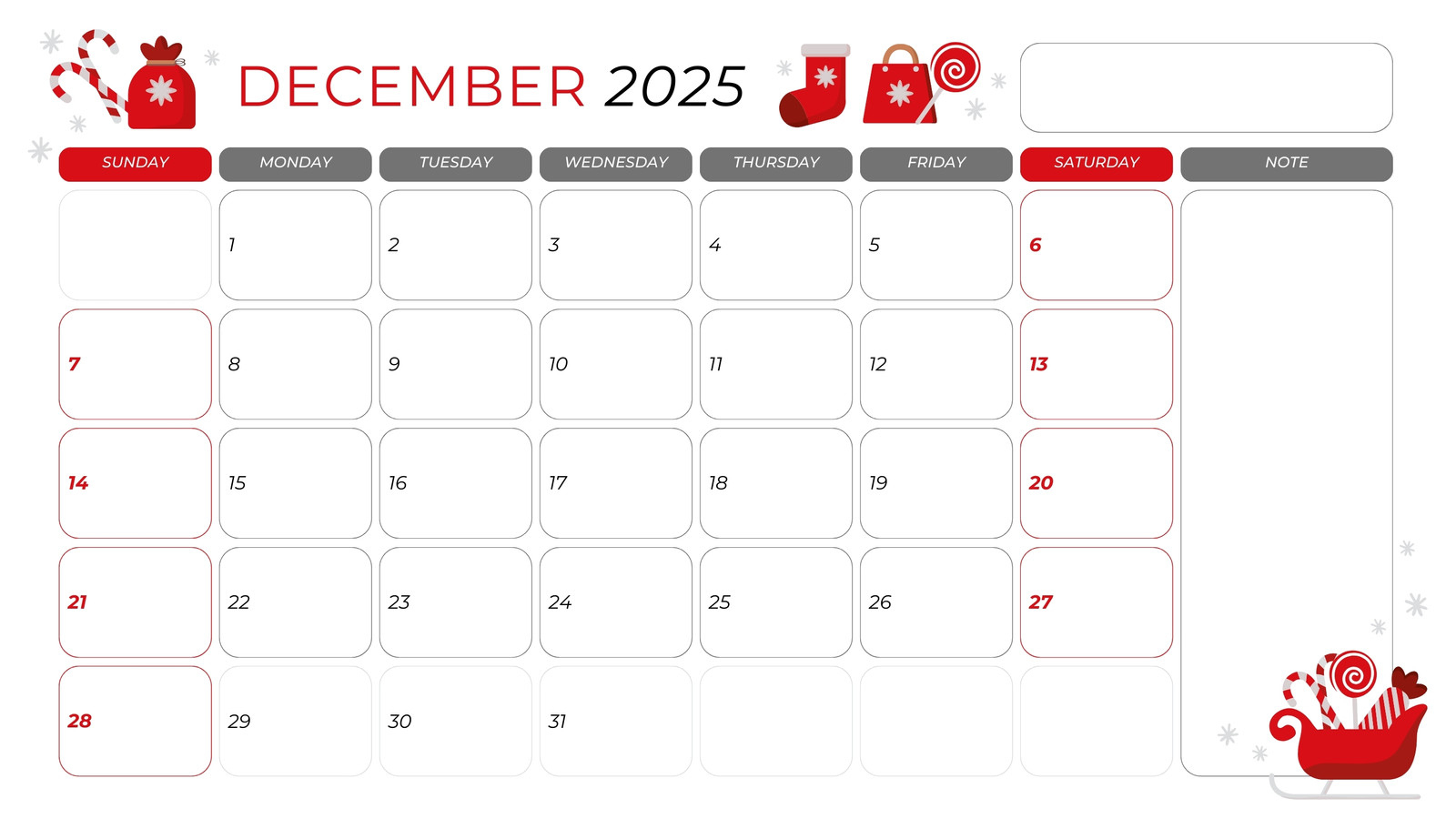 Free, Printable December 2025 Calendar Templates | Canva throughout Printable December 2025 Christmas Calendar