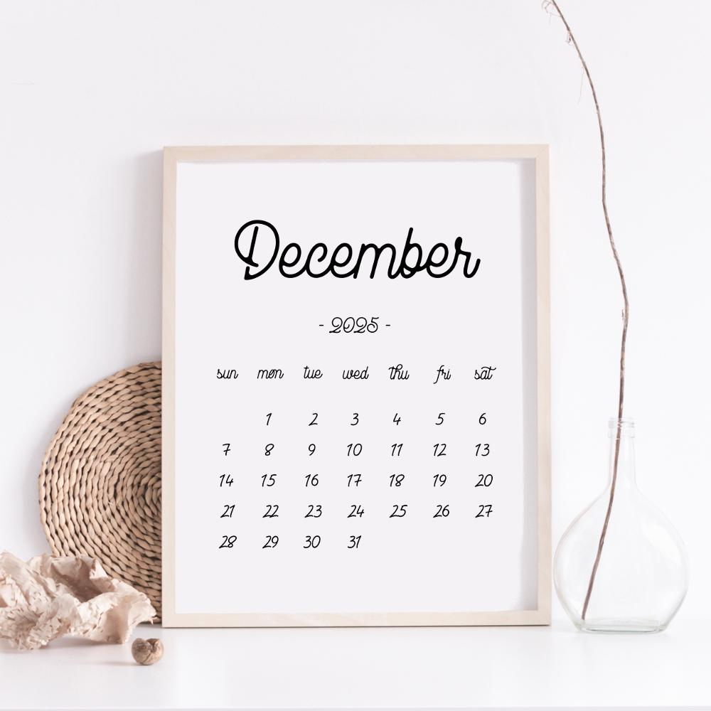 Printable Calendar December 2025, December Calendar, December 2025 with Free Printable Pregnancy Announcement Calendar December 2025