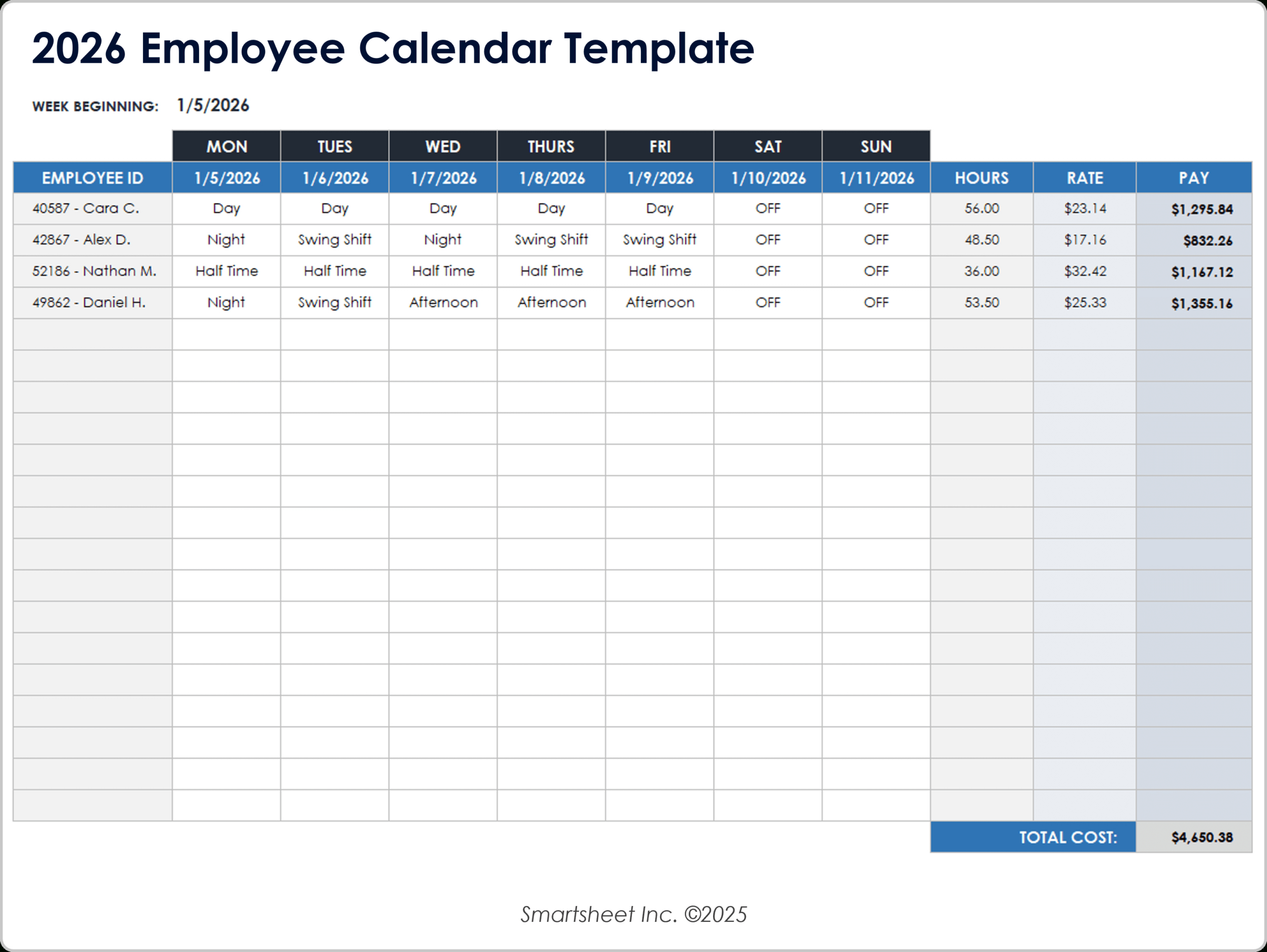 19 Free Google Calendar Templates For 2026 with Free Printable 2026 Employee Attendance Calendar