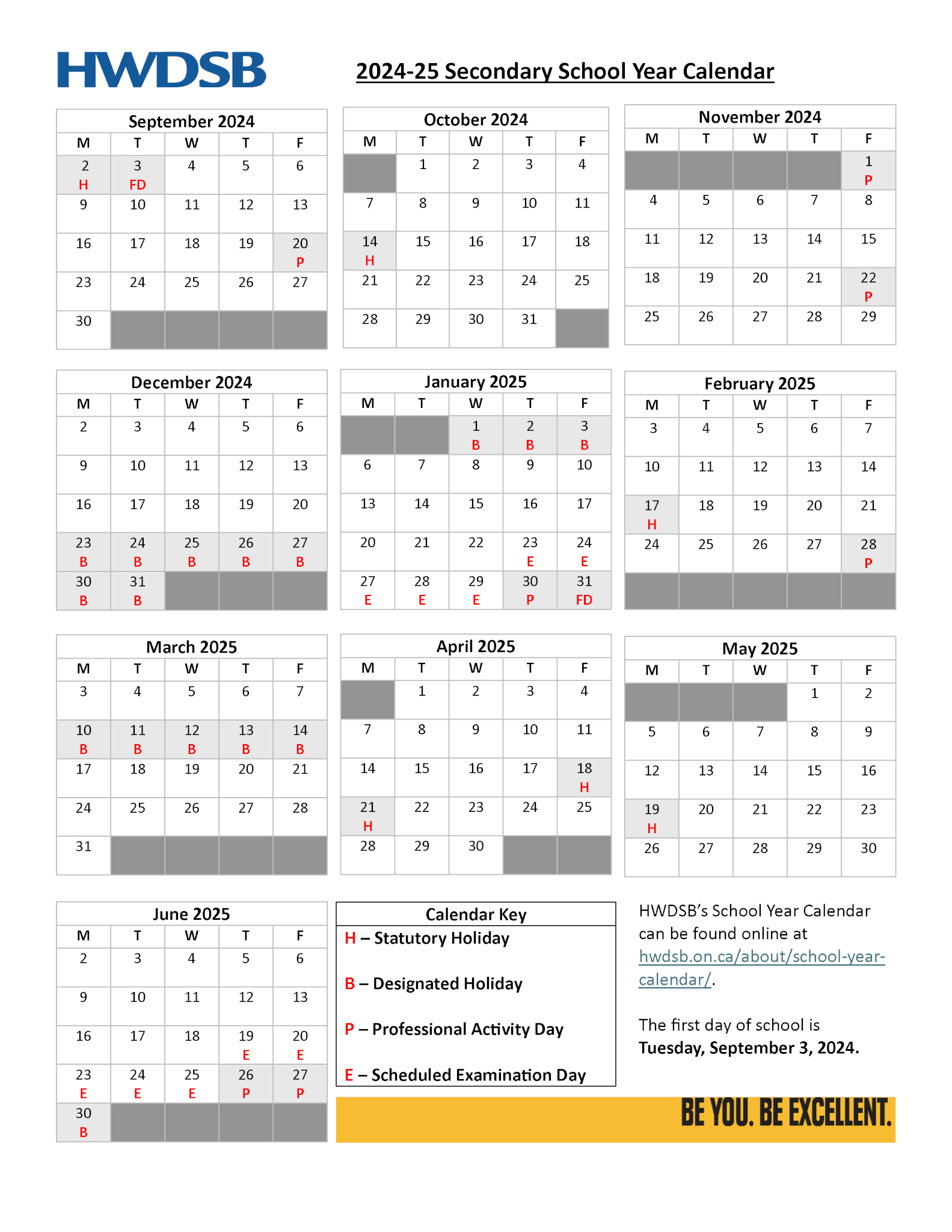 2024-25 Hwdsb School Year Calendars | Hamilton-Wentworth District regarding Halton Catholic School Board Calendar 2026