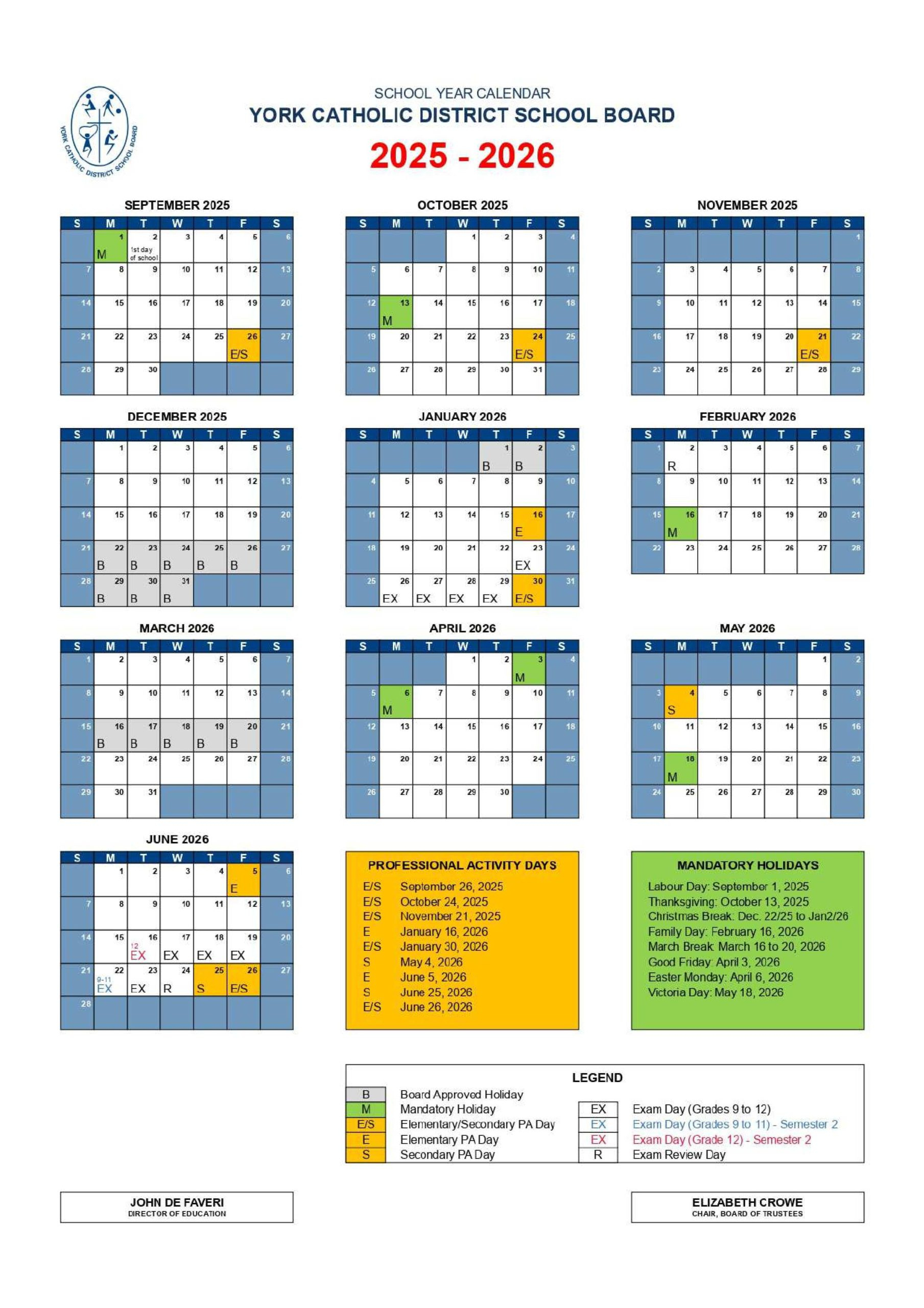 2025-2026 School Calendar - St. Maximilian Kolbe Catholic High School pertaining to Catholic School Board Calendar 2026