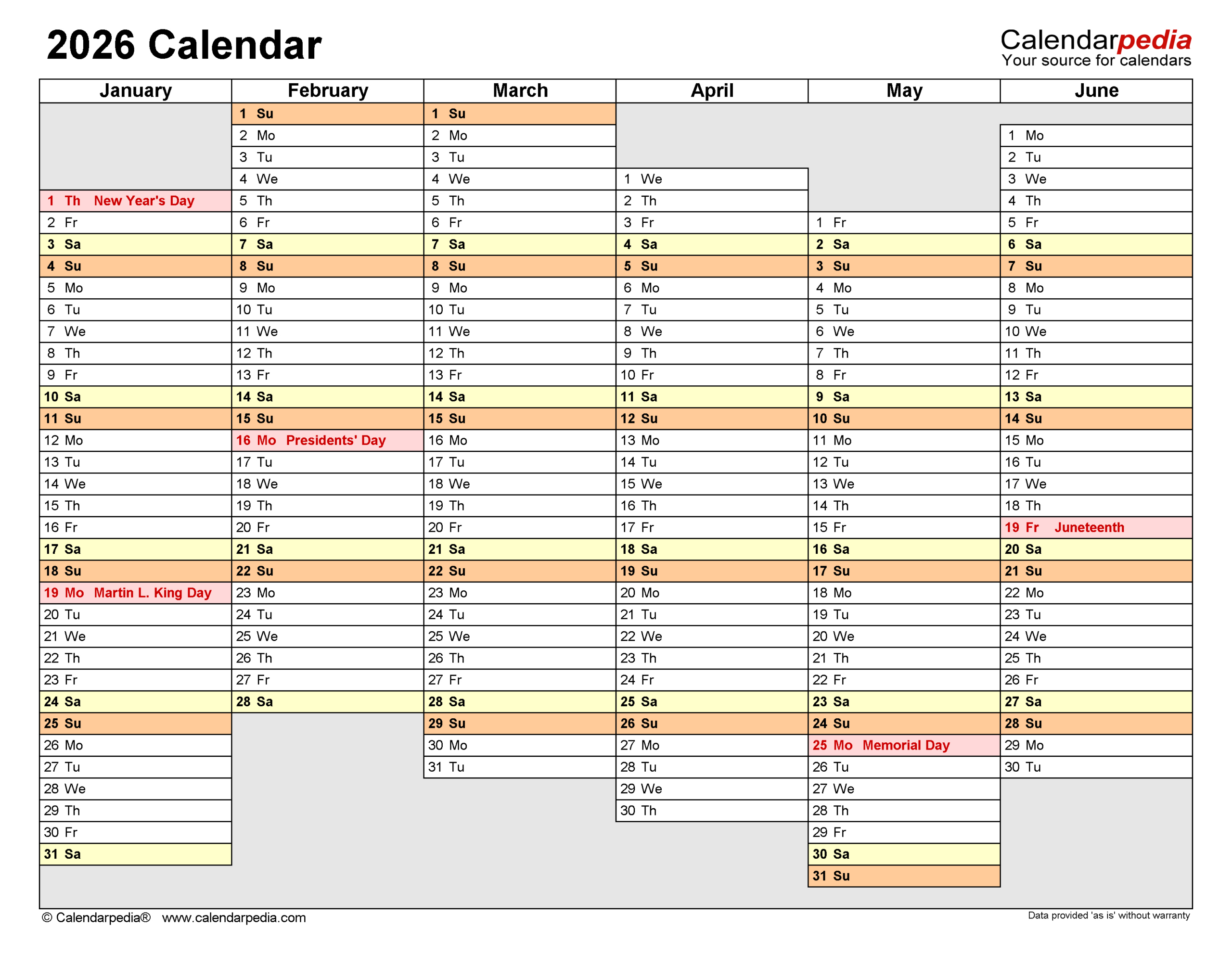 2026 Calendar - Free Printable Pdf Templates | Calendarpedia in Attendance Calendars For 2026 Printable