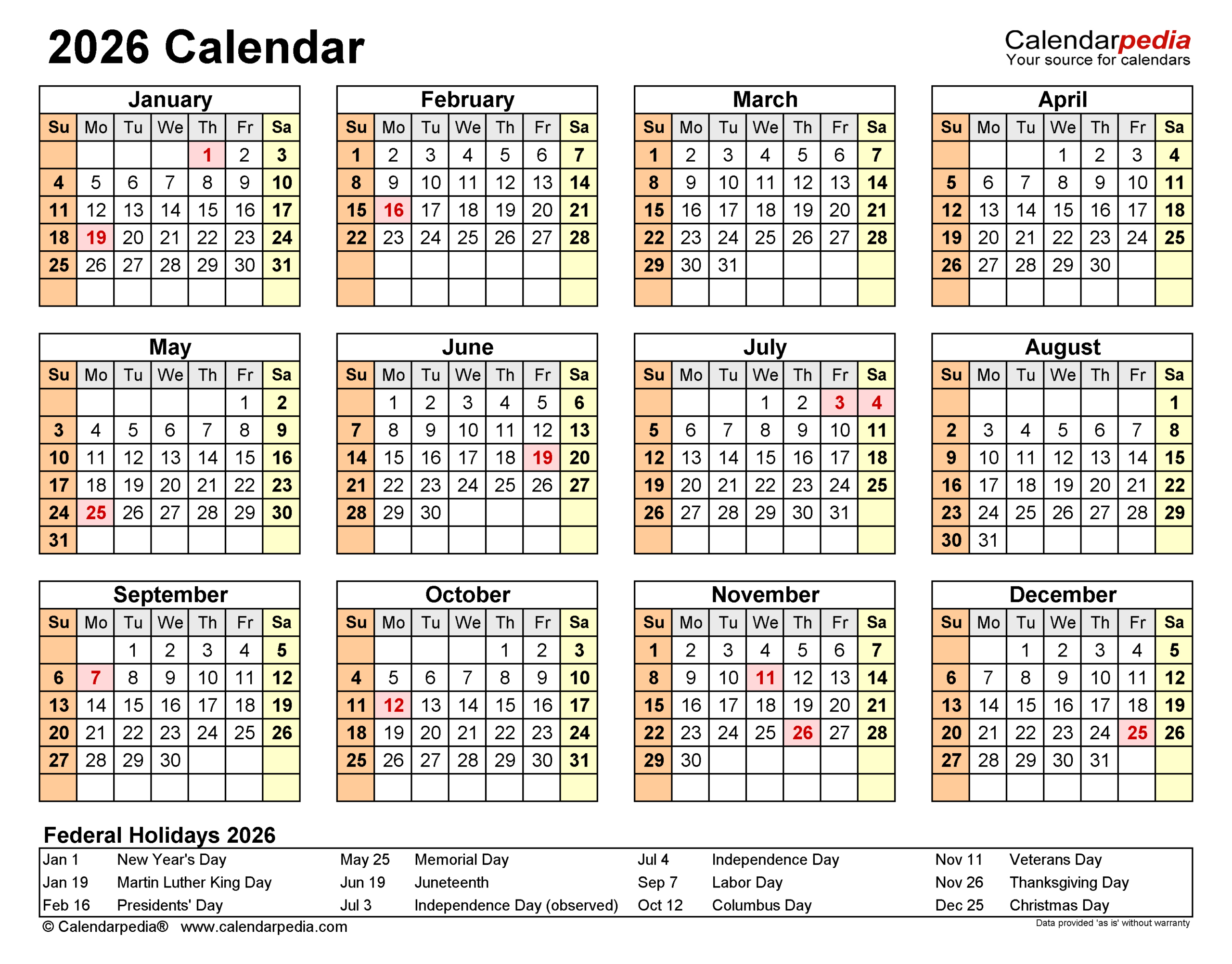 2026 Calendar - Free Printable Pdf Templates | Calendarpedia regarding 2026 Attendance Calendar Printable