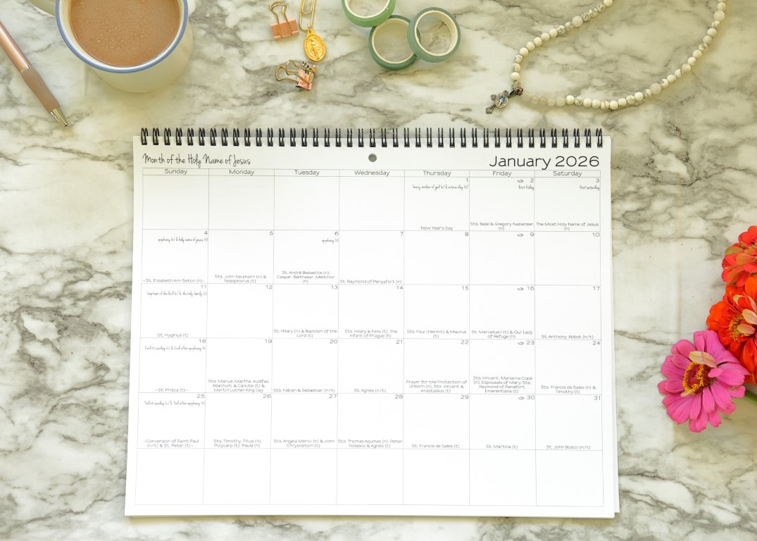 2026 Catholic Calendar (11 X 14") pertaining to Catholic Calendar January 2026