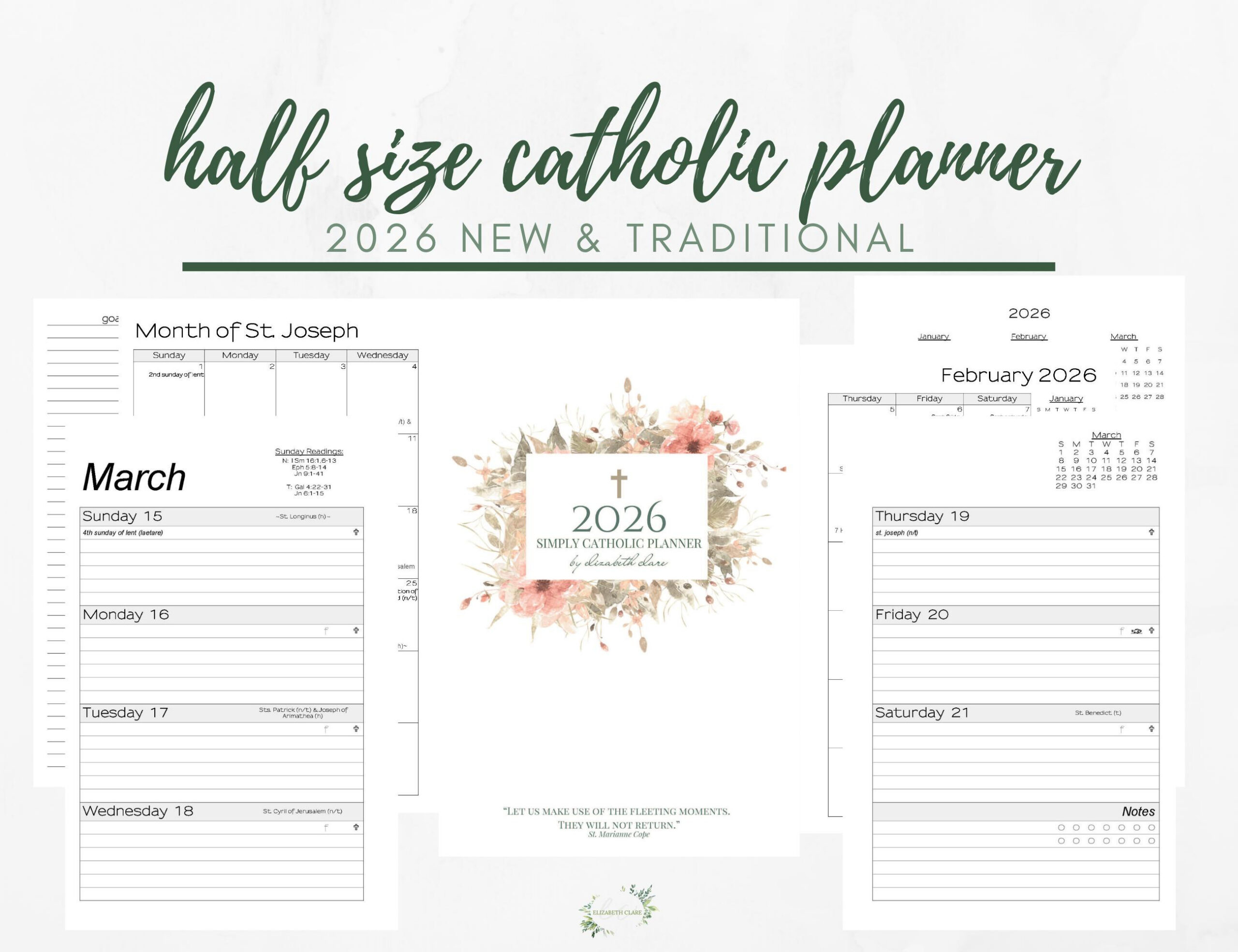 2026 Catholic Planner Half-Size Printable Pdf: Simply Catholic inside Catholic Planning Calendar 2026