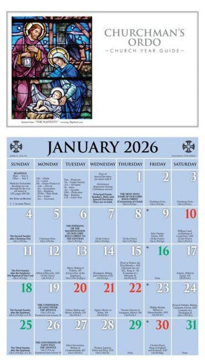 2026 Churchman'S Ordo Kalendar" Kaufen throughout Catholic Calendar January 2026