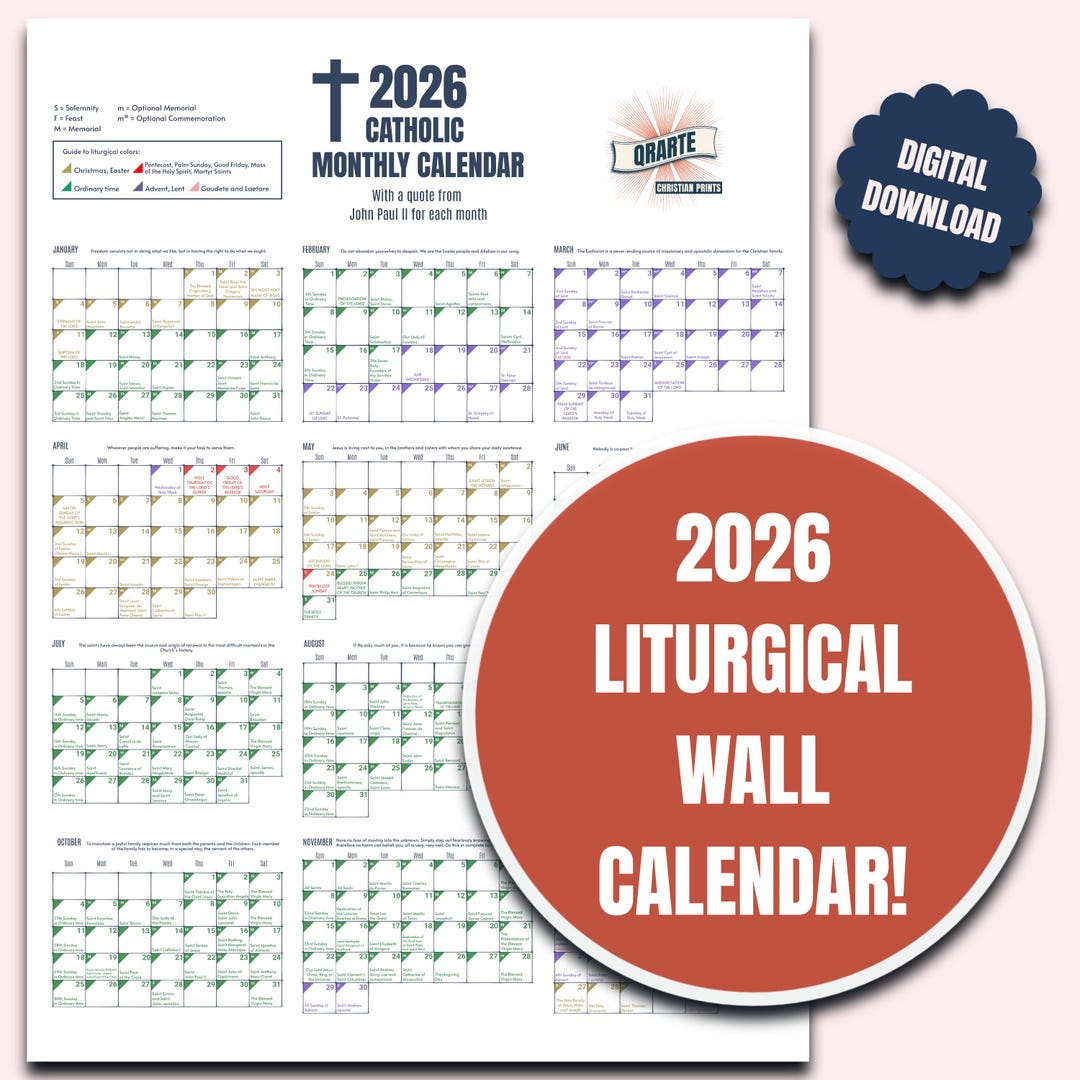 2026 Color-Coded Liturgical Calendar - Instant Download Catholic Planner -  Etsy Sweden with regard to Catholic Holy Day Calendar 2026