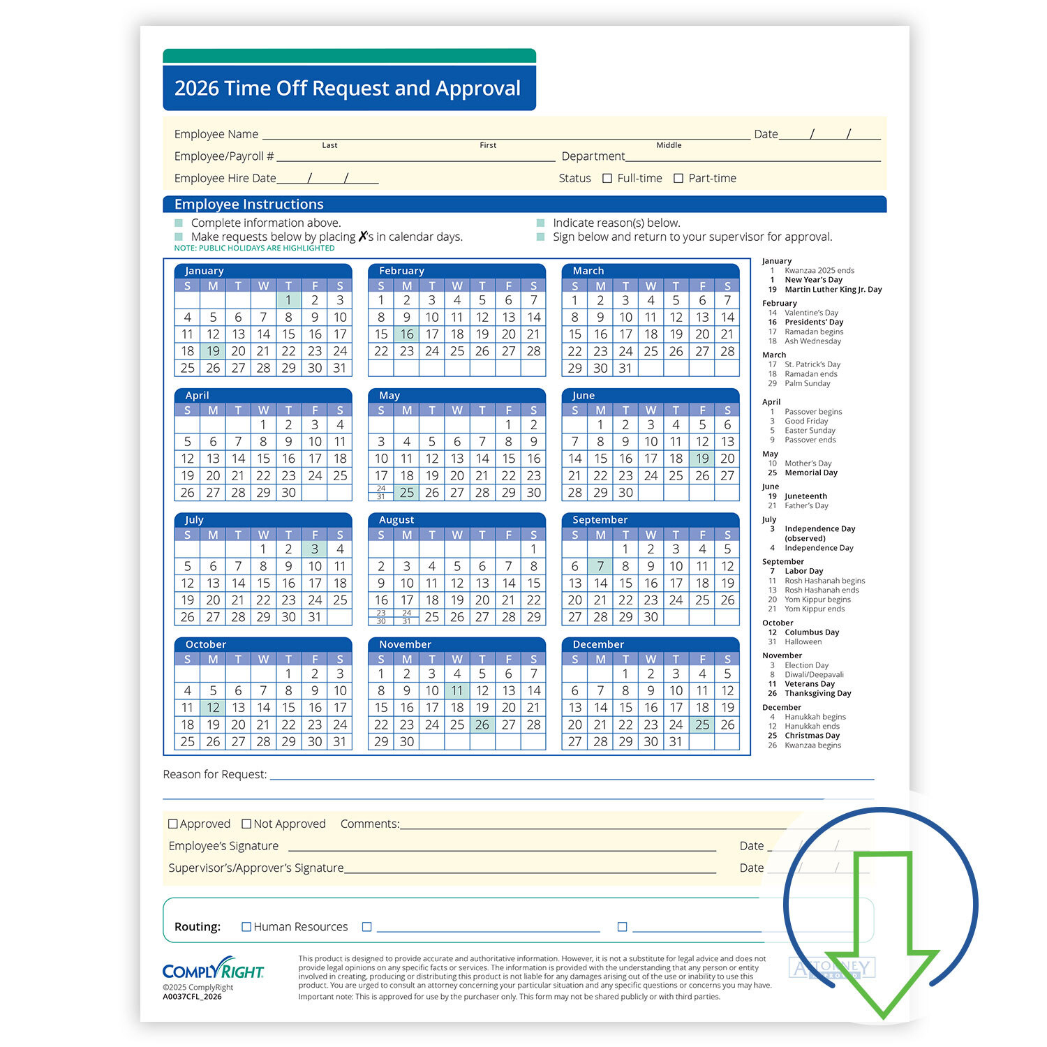 2026 Downloadable Time Off Request And Approval Form | Hrdirect inside Absence Calendar 2026 Template