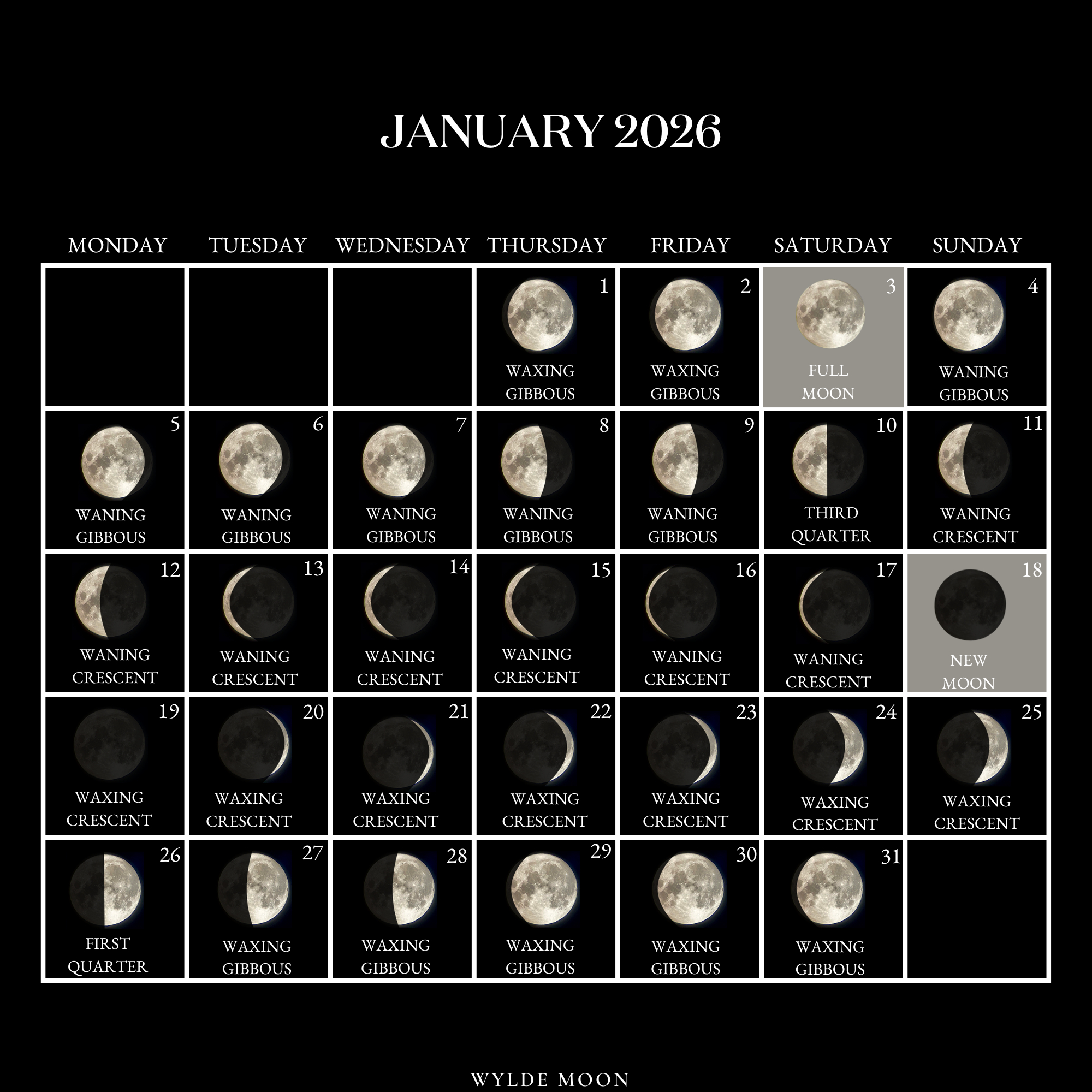 2026 Moon Calendar - Every Phase And Stage Of The Moon inside 2026 Full Moon Calendar