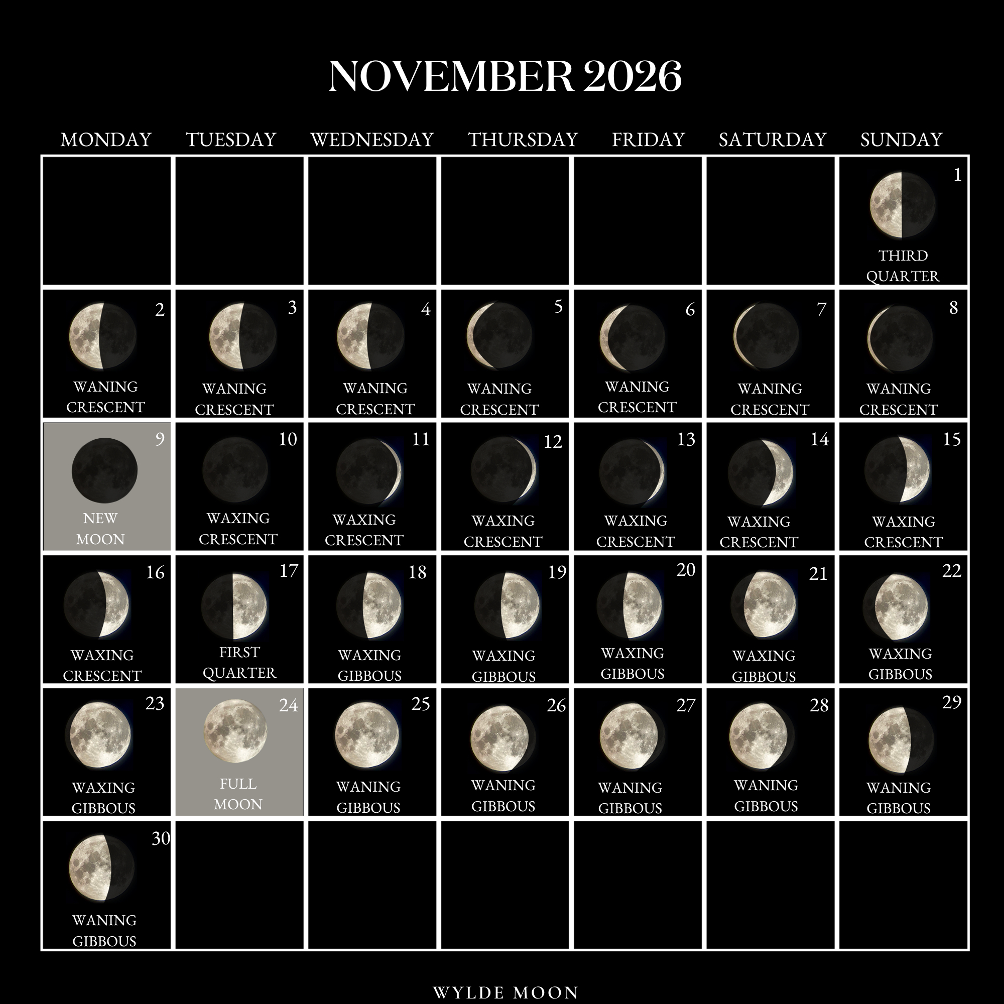 2026 Moon Calendar - Every Phase And Stage Of The Moon regarding Full Moon Calendar 2026 November