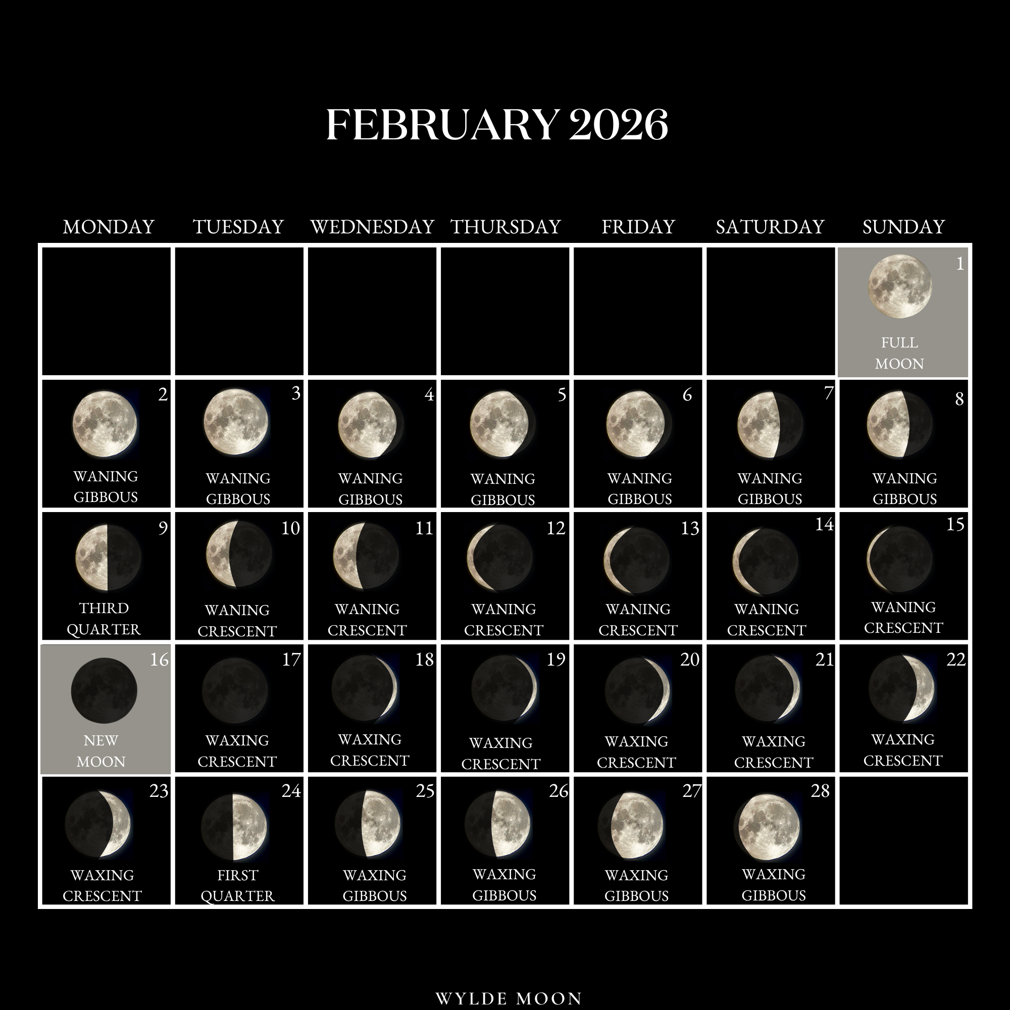 2026 Moon Calendar - Every Phase And Stage Of The Moon with Moon Phase Calendar 2026 February