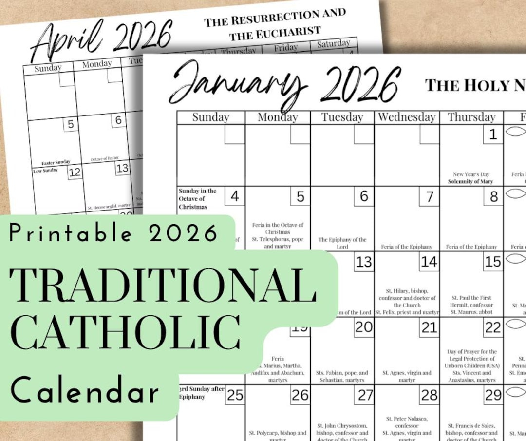 2026 Traditional Catholic Calendar | Liturgical Planner With Feast pertaining to April 2026 Calendar with Catholic Holidays