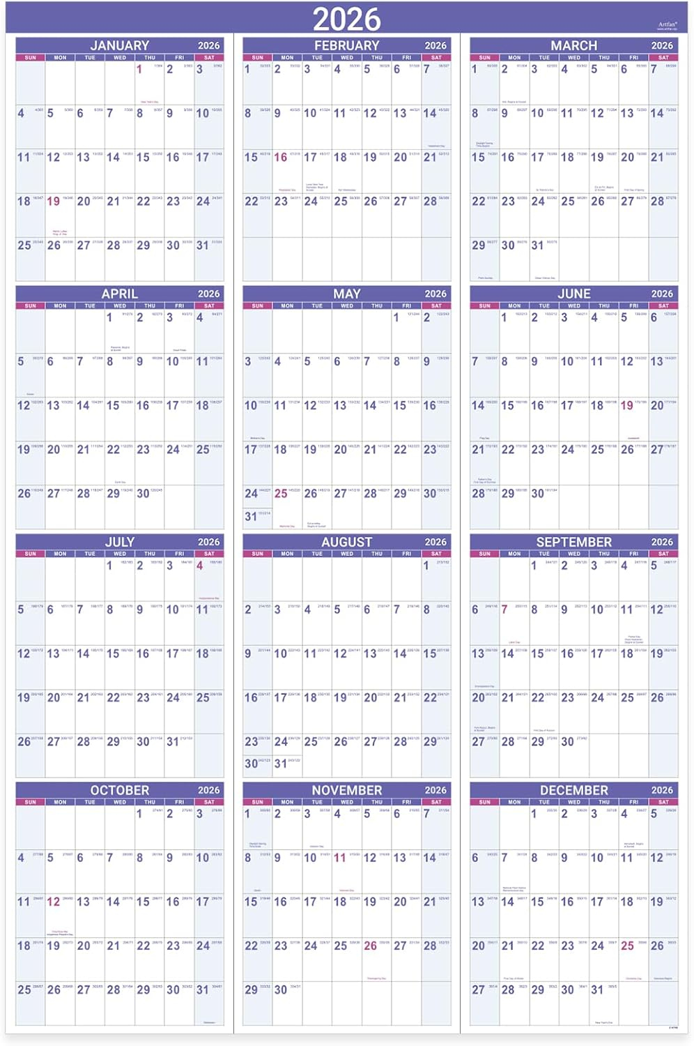 2026 Yearly Wall Calendar - 2026 Wall Calendar With Bhutan | Ubuy throughout Julian Day Calendar 2026