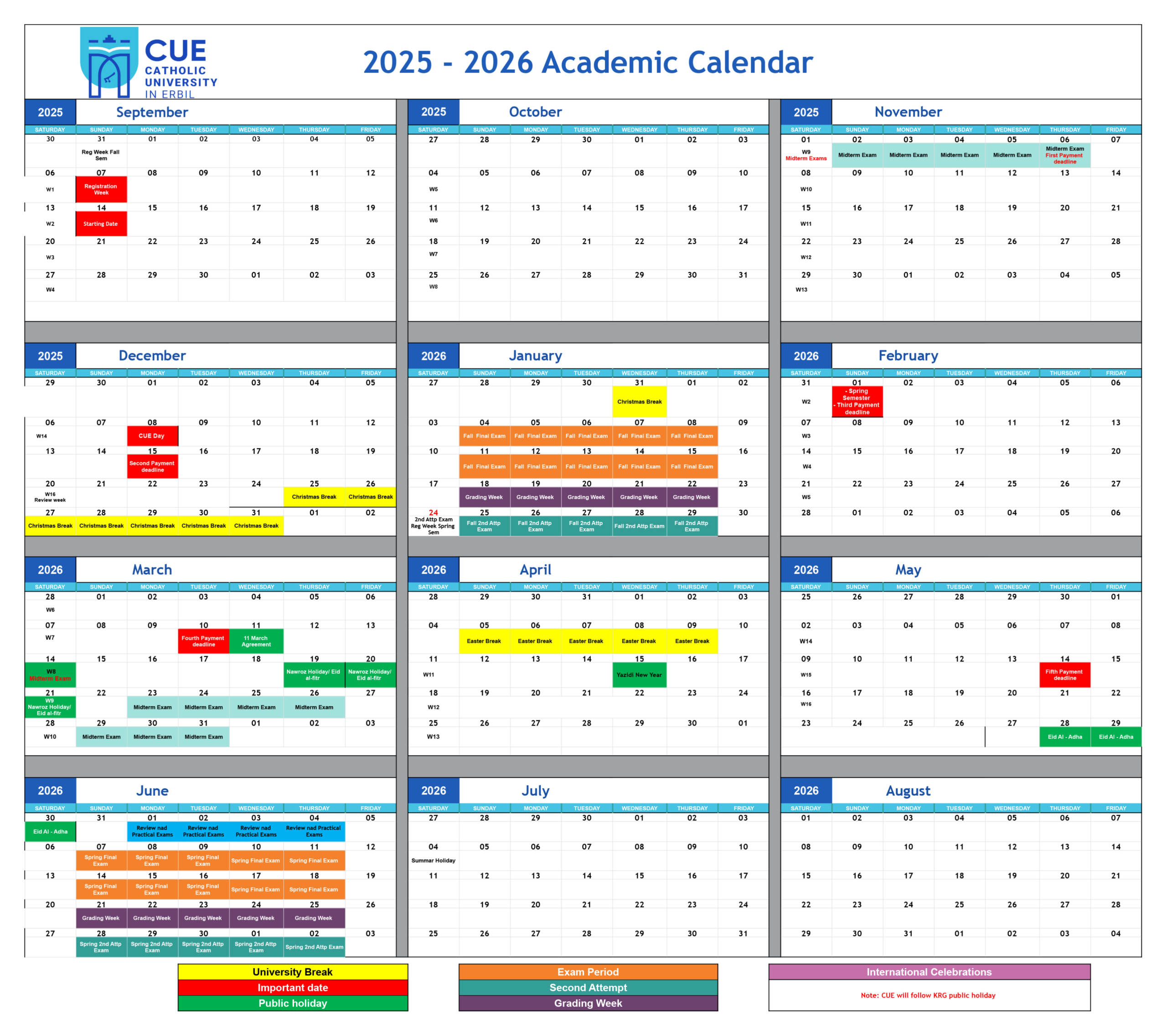 Academic Calendar - Catholic University In Erbil with regard to Catholic University Academic Calendar 2026