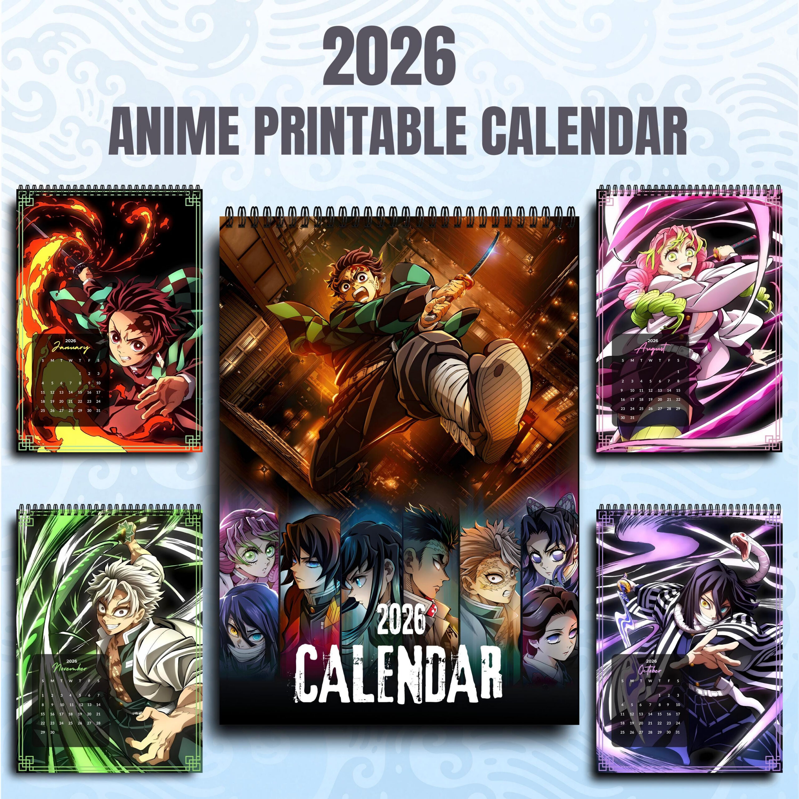 Anime Calendar 2026 Demon Slayer Printable Pdf (Digital Download with regard to Anime Calendar 2026 Schedule