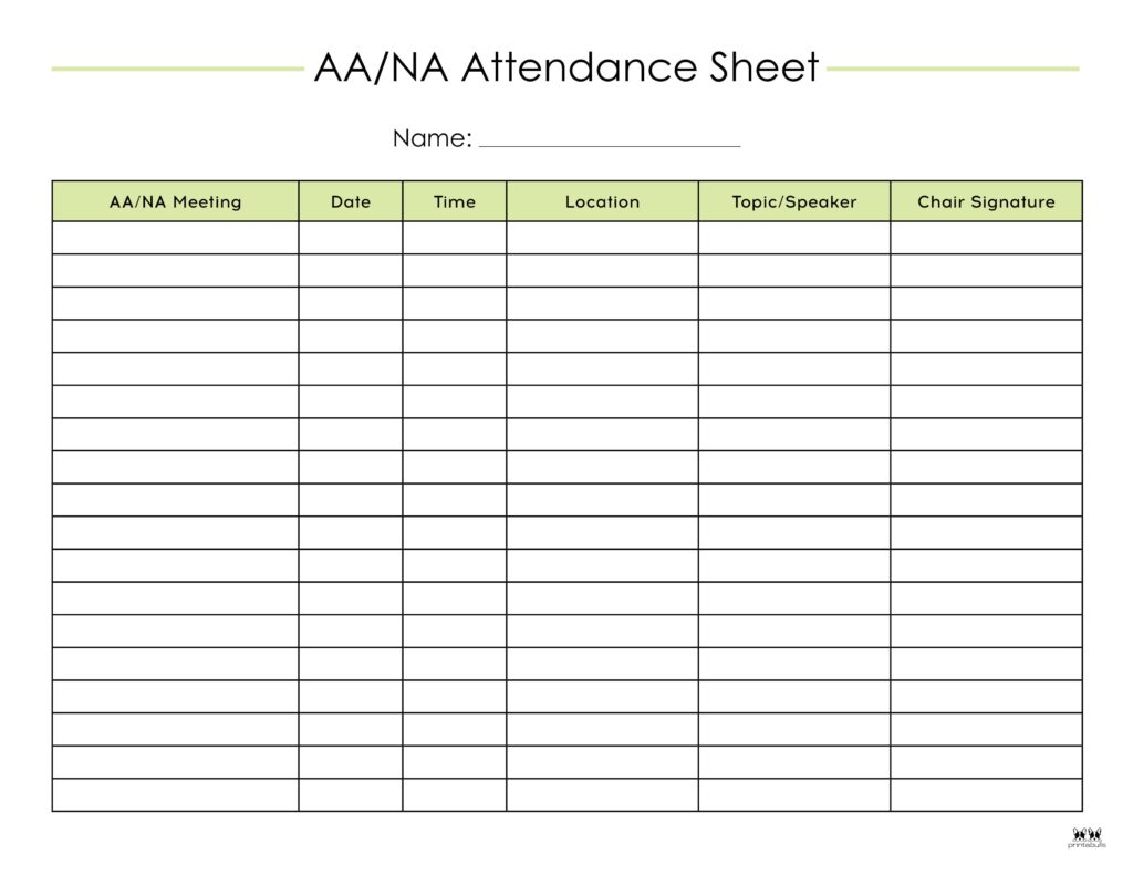 Attendance Sheets - 52 Free Printables | Printabulls with Attendance Sheet April 2026
