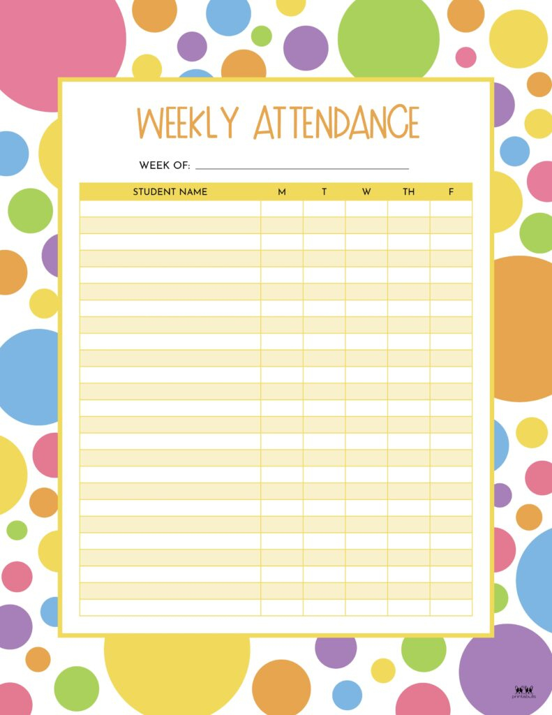 Attendance Sheets - 52 Free Printables | Printabulls within Sunday School Attendance 2026