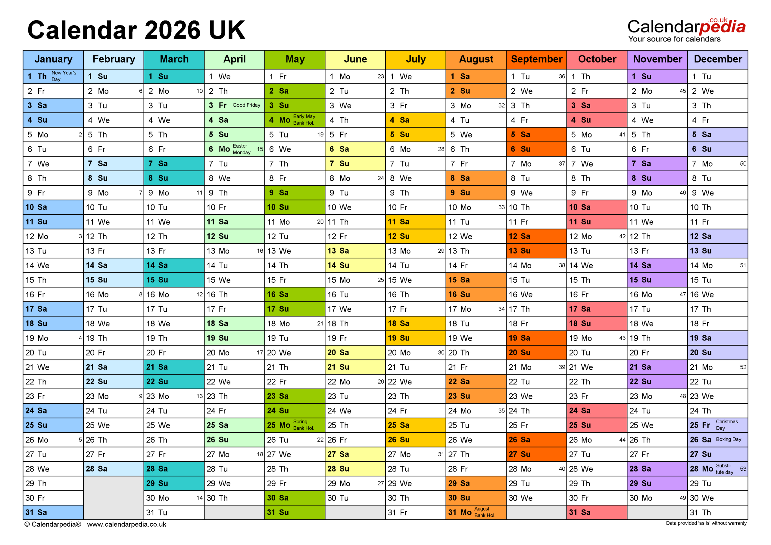 Calendar 2026 (Uk) - Free Printable Pdf Templates throughout Attendance Calendar 2026 Free Printable