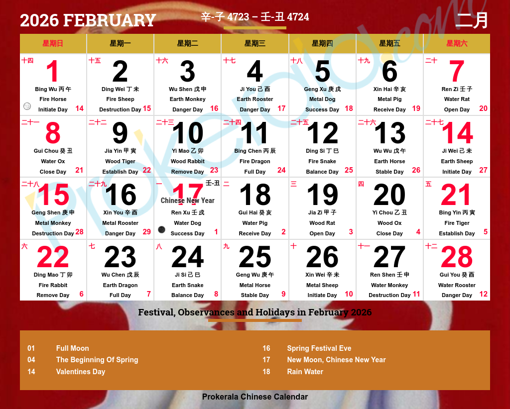 Chinese Calendar 2026, February | 十一月 2026 intended for February 2026 Chinese Calendar
