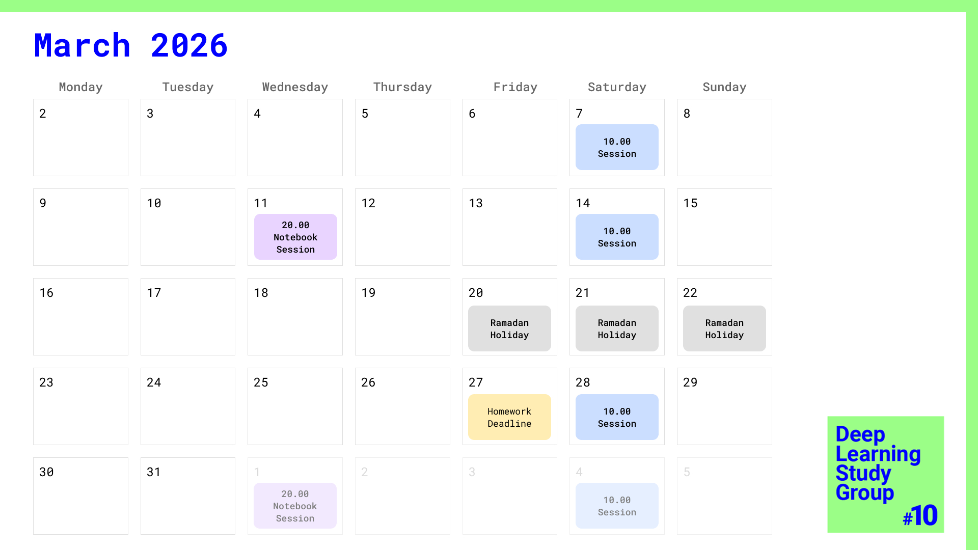 Deep Learning Study Group #10 — Inzva pertaining to Attendance of March 2026