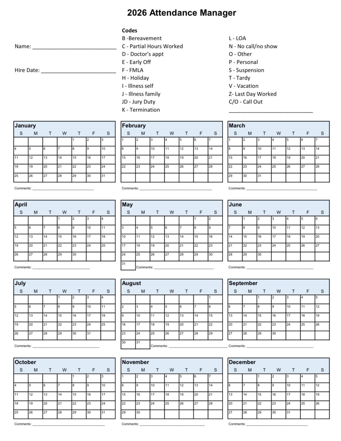Employee Attendance - Etsy Canada regarding Staff Attendance For January 2026