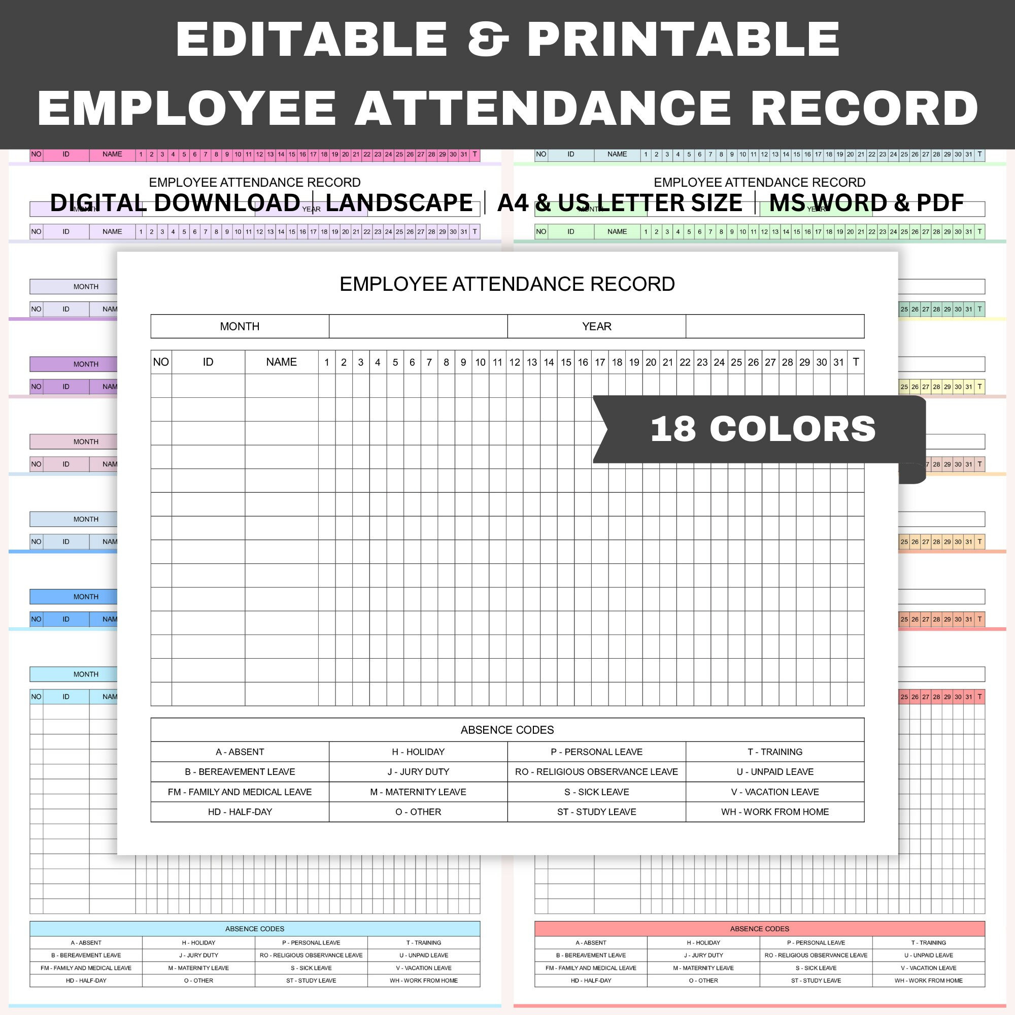 Employee Records Download - Etsy Uk in PPE Employee Attendance Calendar 2026