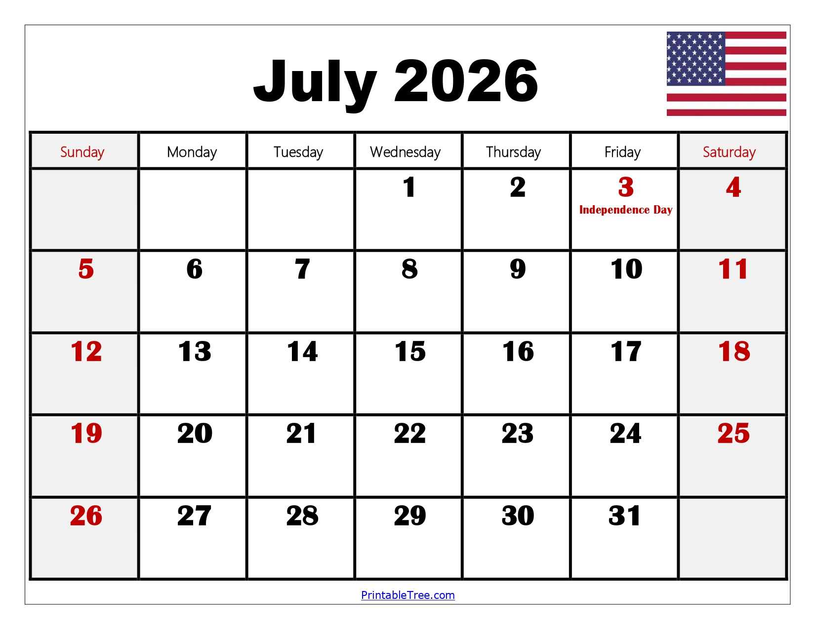 Free July 2026 Calendar Printable Pdf With Holidays Template throughout 2026 Julian Calendar with Holidays