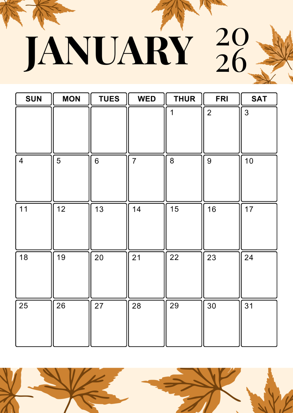 Free Portrait January 2026 Calendar Template To Edit Online for January 2026 Calendar Printable Portrait