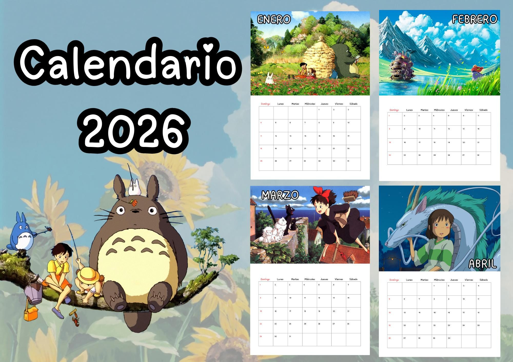 Ghibli Anime Calendar 2026 - Adjustable A3 - A4 Canvas - Chihiro pertaining to Anime Calendar 2026 Schedule