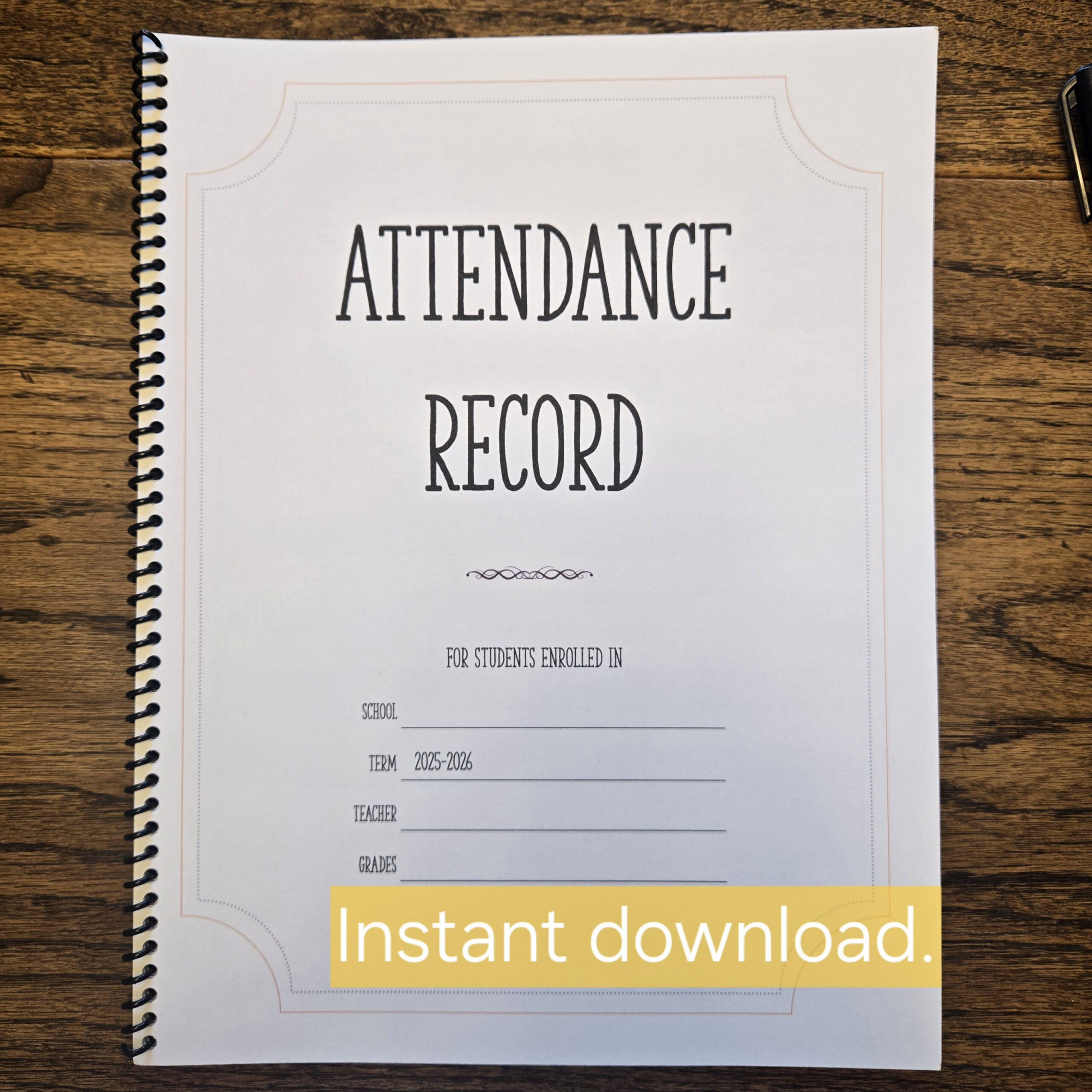 Instant Download School Attendance Record 2025-2026 - Etsy Australia inside Class Attendance Register 2026