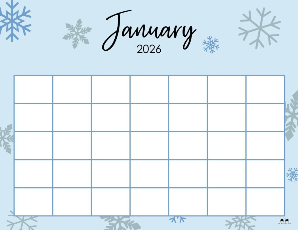 January 2026 Calendars - 123 Free Printables | Printabulls for Printable Calendar January 2026