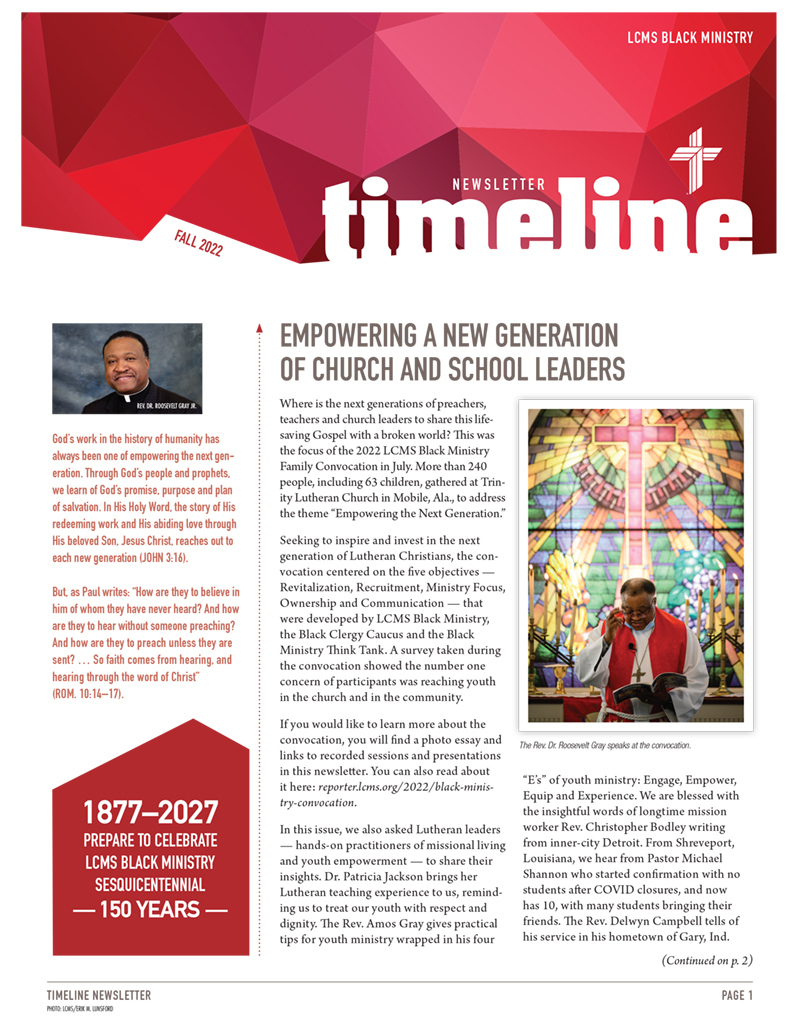 Lcms Black Ministry – Fall 2022 Newsletter regarding Lcms Liturgical Calendar 2026 - 2027