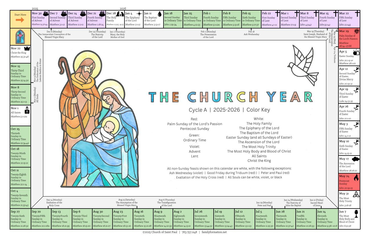 Liturgical Calendars | Family Formation in Roman Catholic Liturgical Calendar 2026