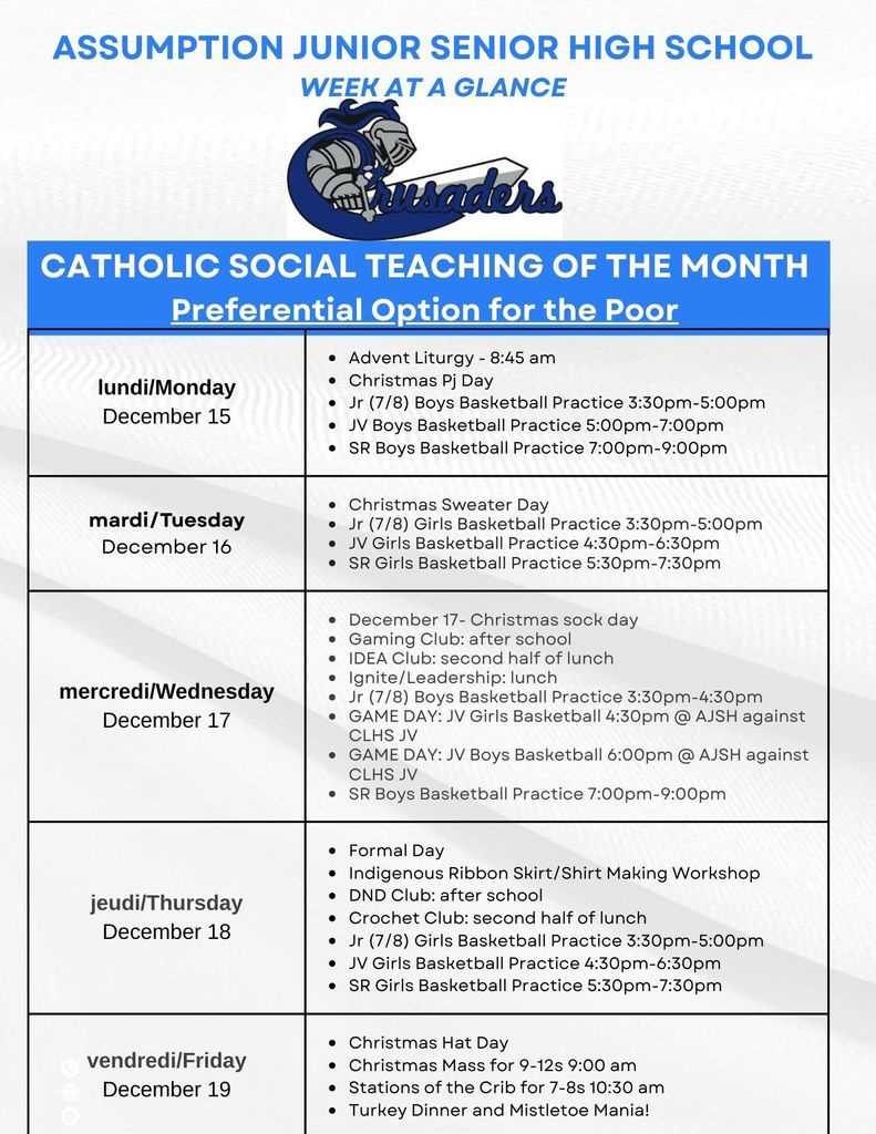 Live Feed | Assumption Junior/Senior High School with Edmonton Catholic School Calendar 2026 - 2027