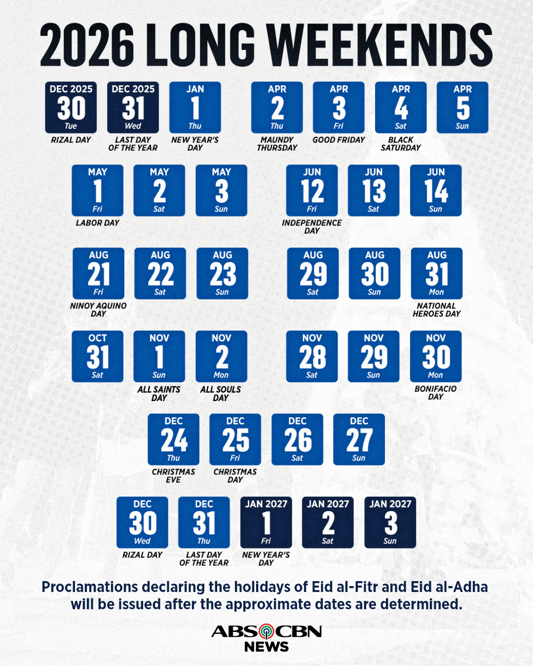 Look: 2026 Long Weekends : R/Phtravel for Number Of Weekends In 2026