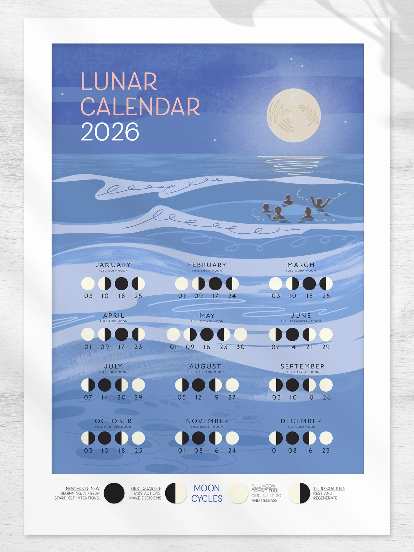 Lunar Calendar 2026 - Holly &amp;amp; Co intended for Moon Phase Calendar 2026 USA