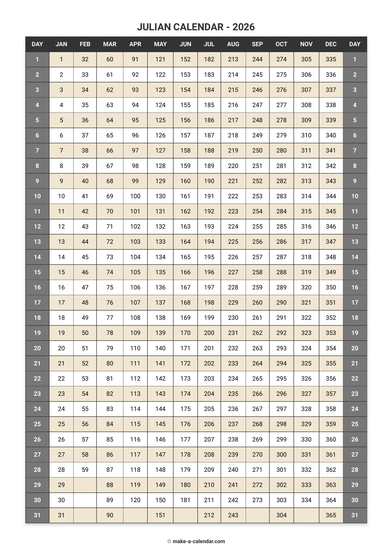 Make A Calendar | Linktree in 2026 Calendar With Julian Dates