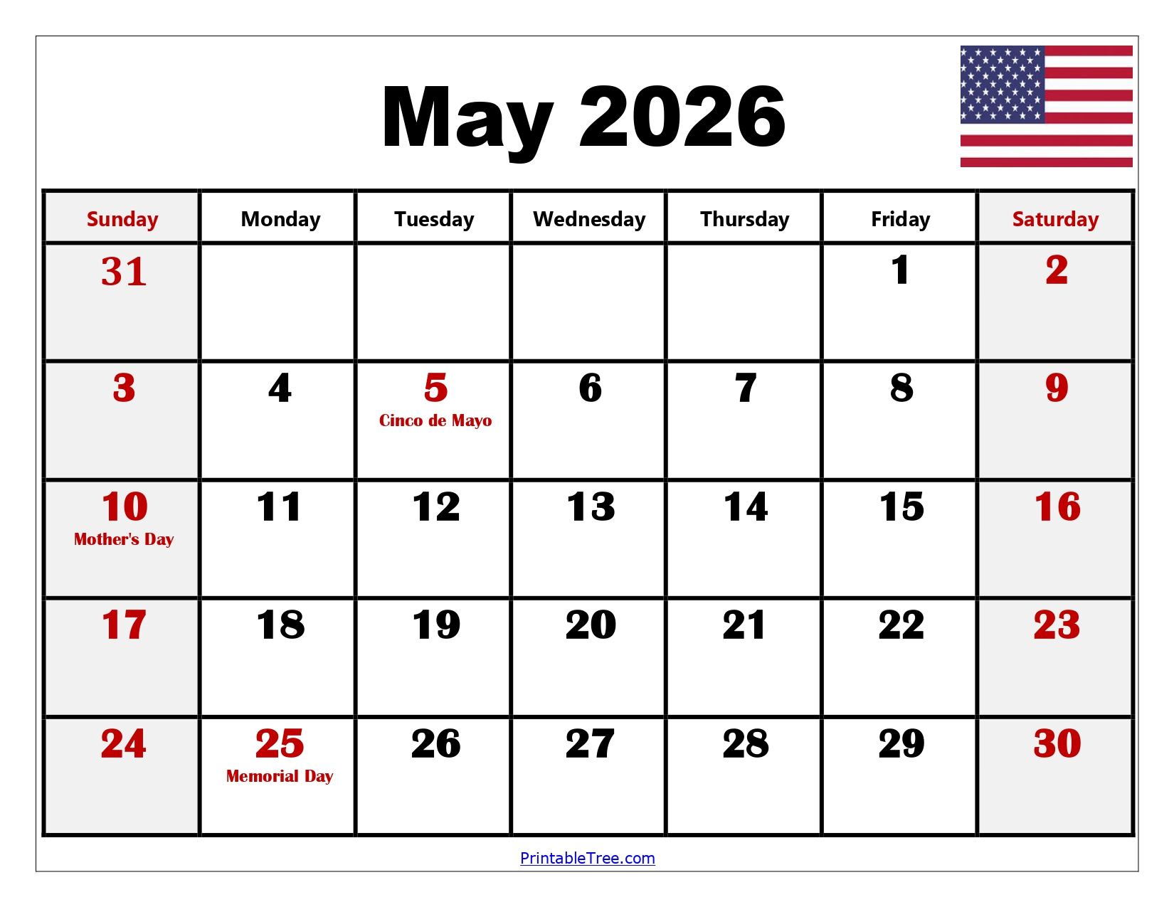 May 2026 Calendar Printable Pdf With Holiday Templates Free with Attendance Sheet May 2026