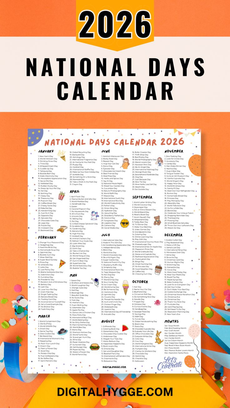 National Days Calendar 2026 Printable Pdf intended for National Day Calendar February 2026