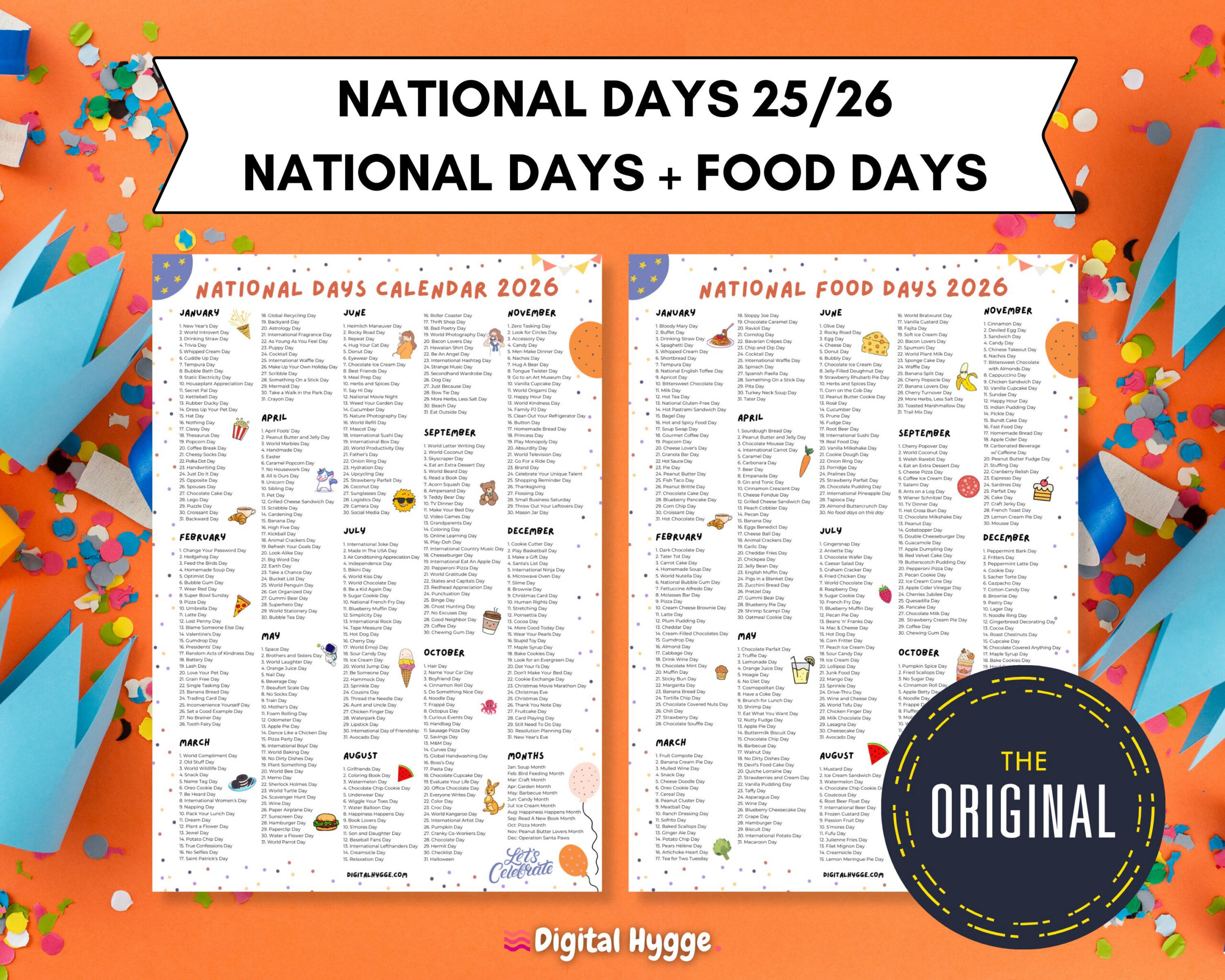 National Days + National Food Holidays 2025 &amp;amp; 2026 | Printable with National Food Day Calendar 2026