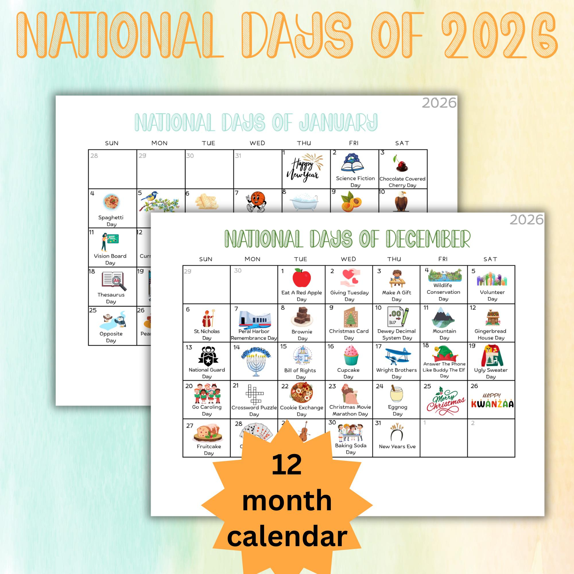 Nationale Tage Lehrmittel Vorschule Lehrer Kalender Klassenzimmer with January 14 2026 National Day