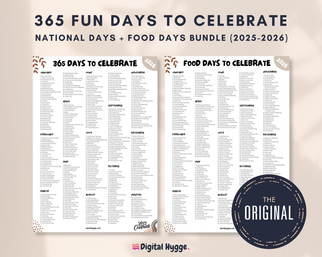 Nationalfeiertage-Kalender 2025-2026: Social Media Inhalt (Pdf within National Food Day Calendar 2026