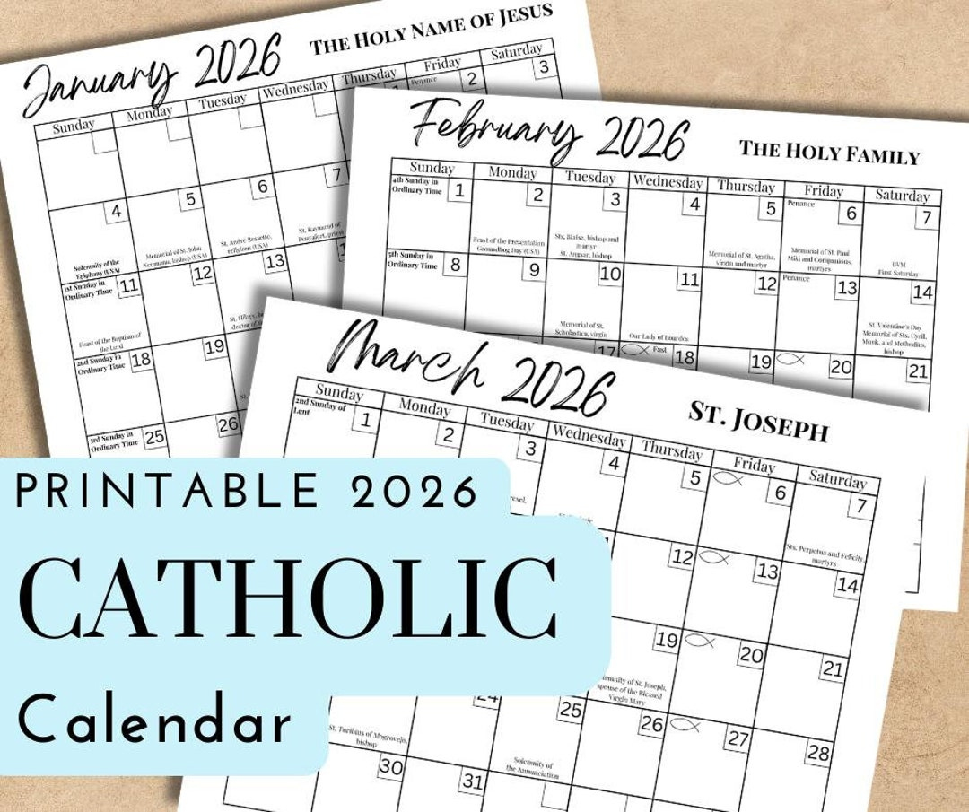 Printable 2026 Catholic Calendar | Liturgical Planner With Feast regarding Catholic Calendar 2026 Calendar Printable