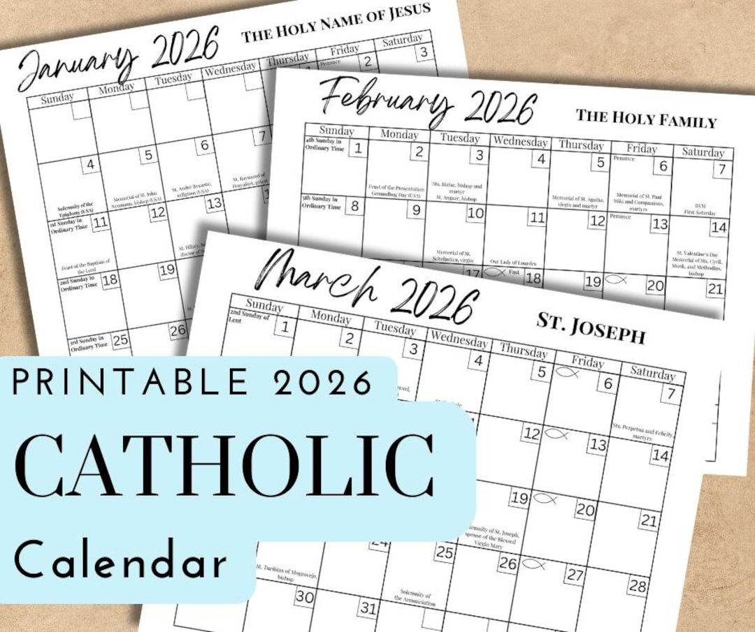 Printable 2026 Catholic Calendar | Liturgical Planner With Feast with regard to Catholic Calendar 2026 Printable